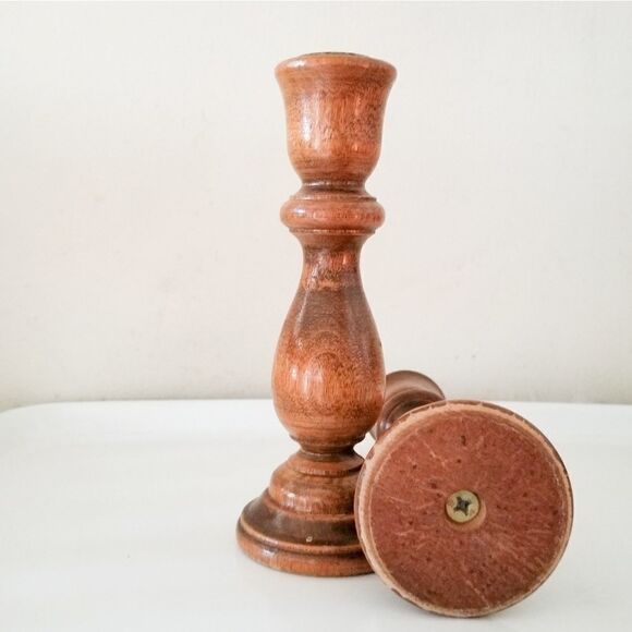 Vintage wooden candlesticks farmhouse decor - Picture 3 of 3